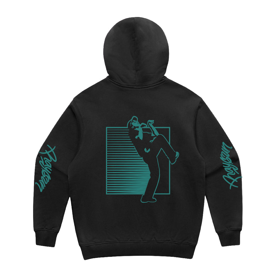Classic Comfy Hoodie - Teal on Black