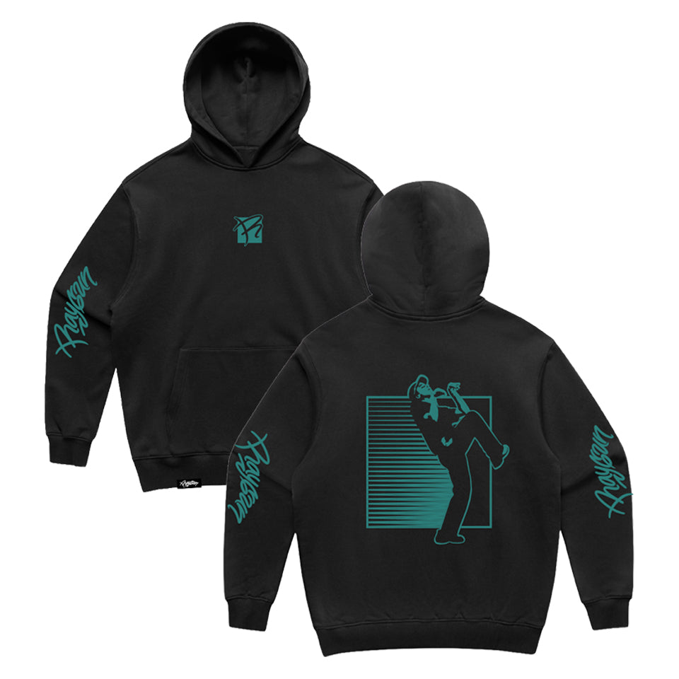 Classic Comfy Hoodie - Teal on Black