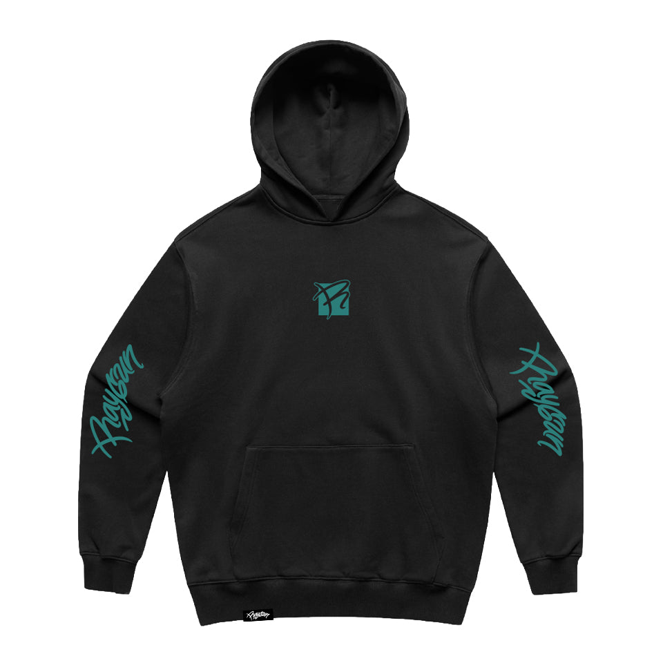 Classic Comfy Hoodie - Teal on Black